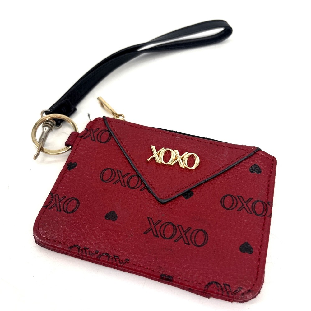 Vintage Y2K XOXO Red & Black Logo & Heart Wristlet Bag Wallet Card Holder